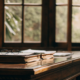 A lawyer's desk with documents and glasses for a will contest case.