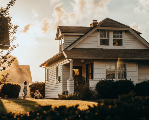 A family's home at sunset, protected from foreclosure by attorneys.