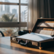 A probate litigation attorney's desk with legal documents and a briefcase.