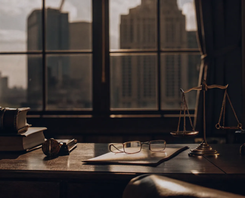 Law books and scales of justice at one of the best trust and estate law firms.