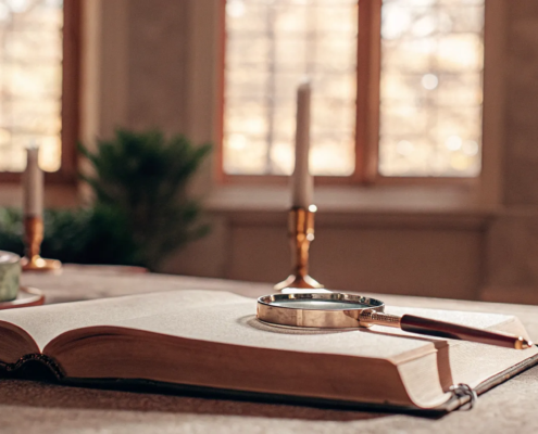 Magnifying glass over a legal guide explaining who pays probate attorney fees.