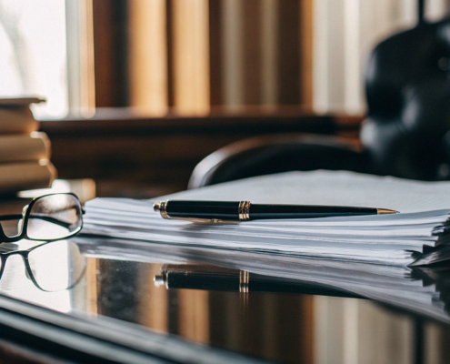 An attorney's desk with documents outlining the total cost to form an LLC.