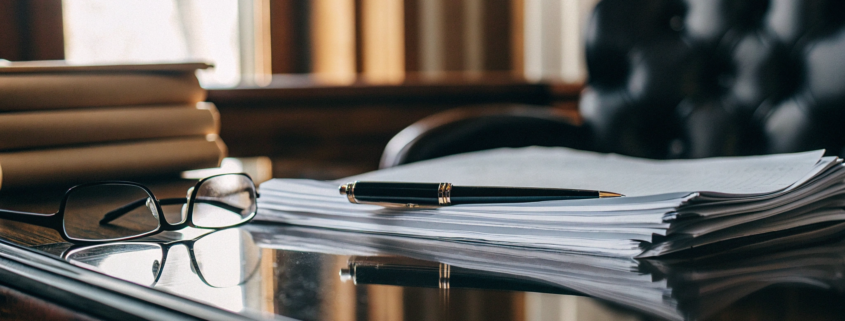 An attorney's desk with documents outlining the total cost to form an LLC.